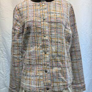 Chico’s Size 2 (US 12 L)  Multicolor Comfort Tweed Blazer Jacket Button Front